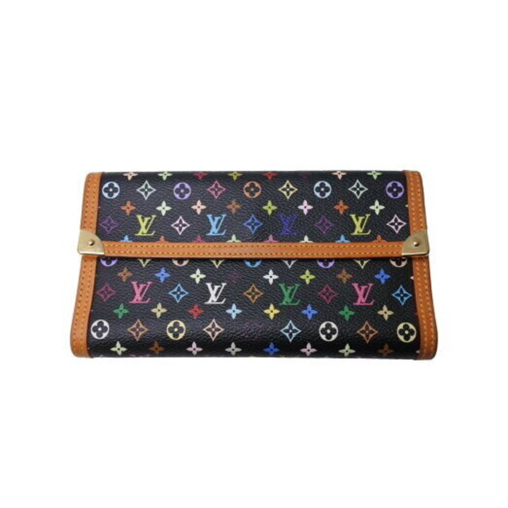 Louis Vuitton Porte Tresor Wallet International Long Canvas Black Multicolor
